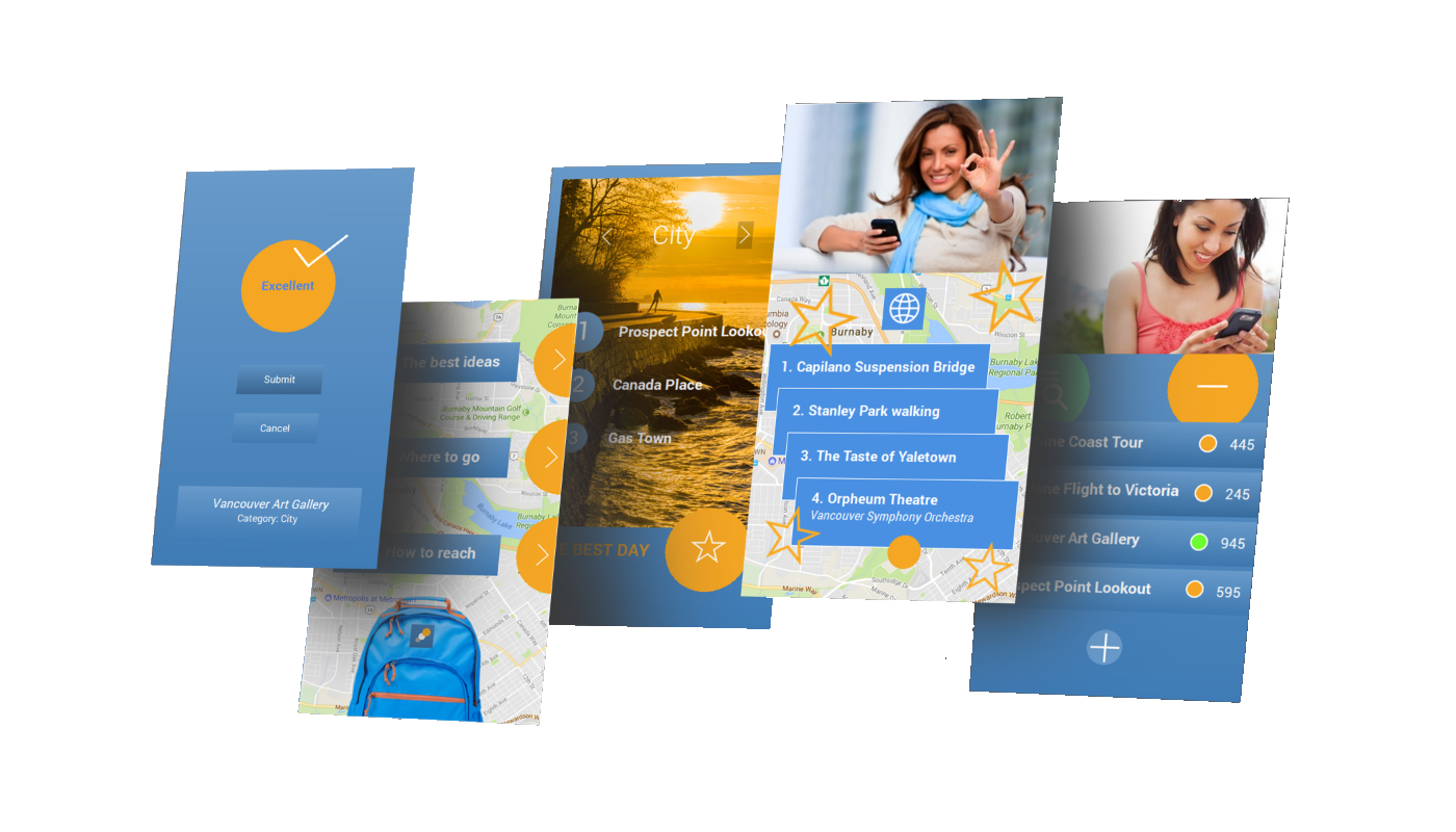 Set of mockup mobile screens